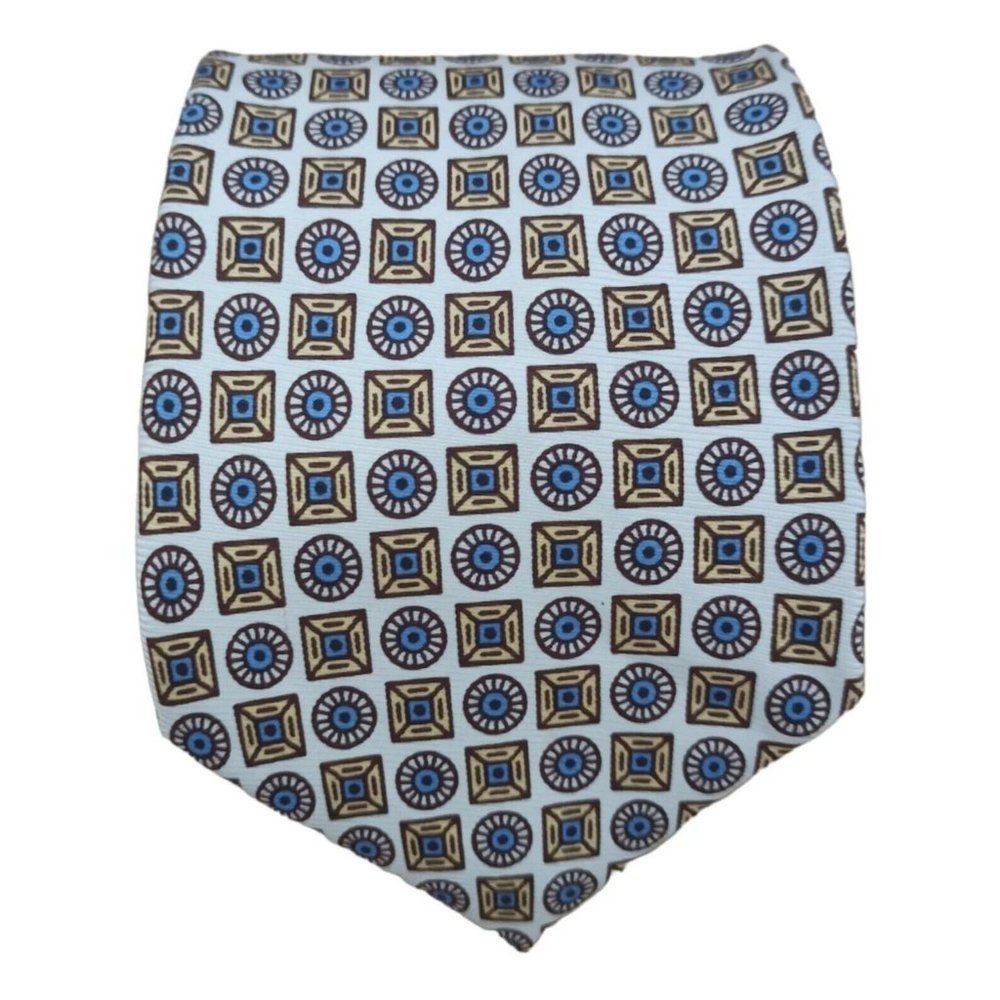 HUGO BOSS Ivory Geometric Silk Tie ITALY 61"/ 3.7" EC